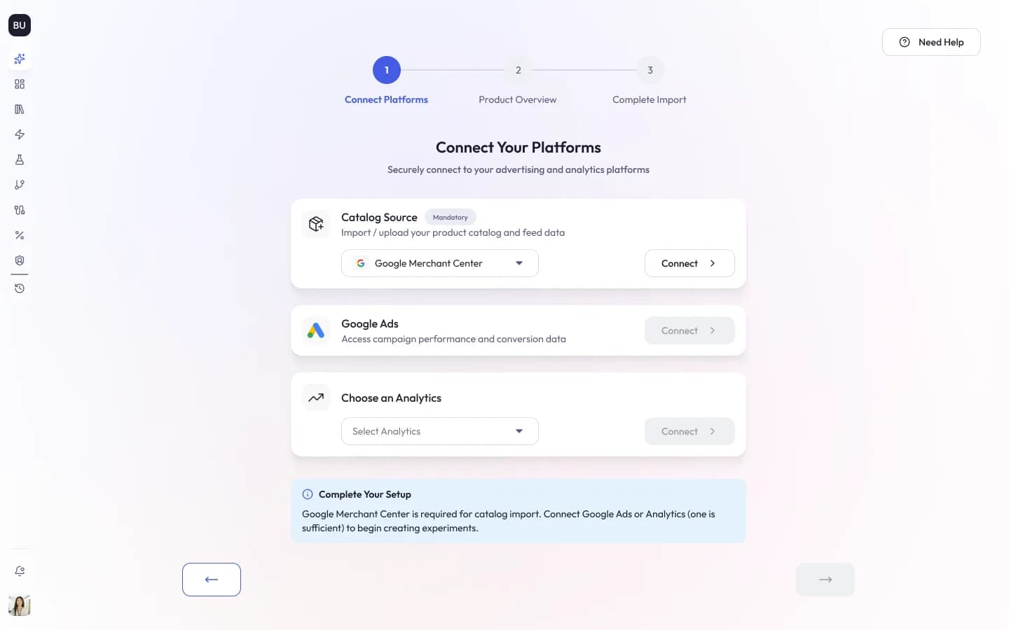 Lily Max onboarding, connect your platforms