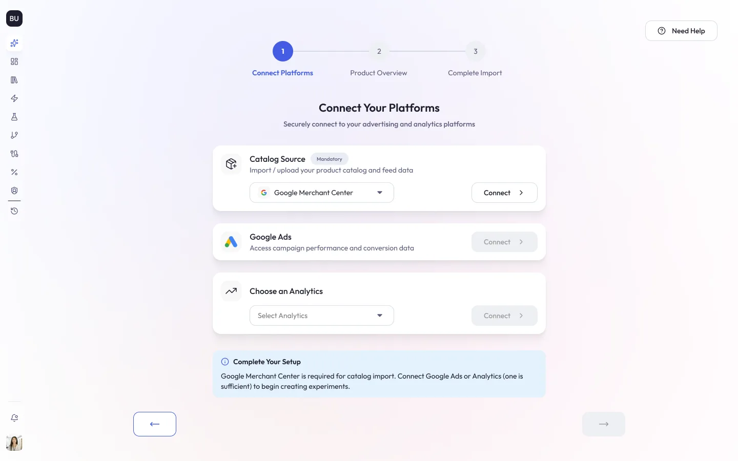 Lily Max onboarding, connect your platforms