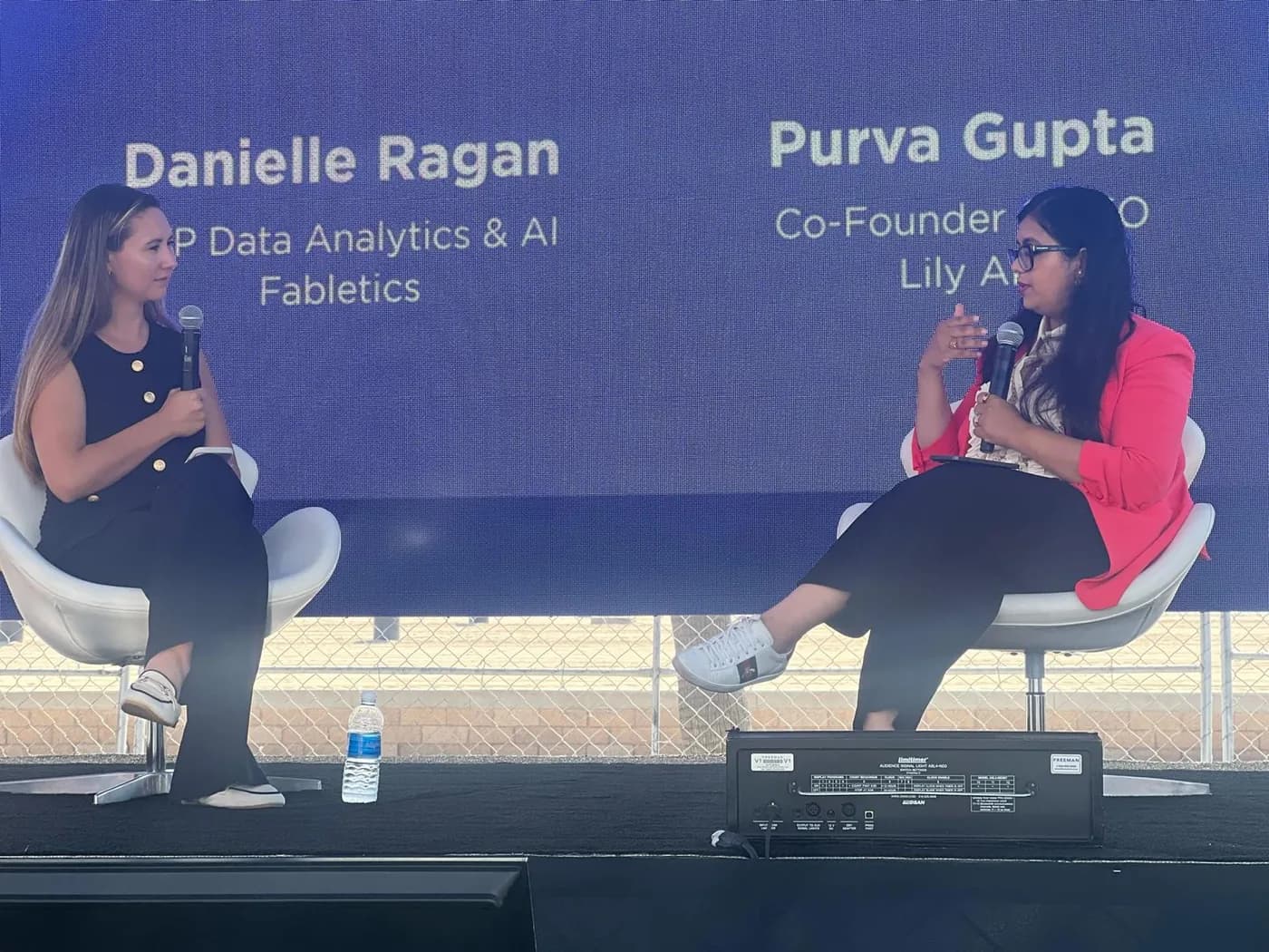 Purva Gupta, Co-Founder & CEO of Lily AI, in conversation on stage with Danielle Ragan, SVP of Data Analytics & AI at Fabletics, at Retail Club 2025.
