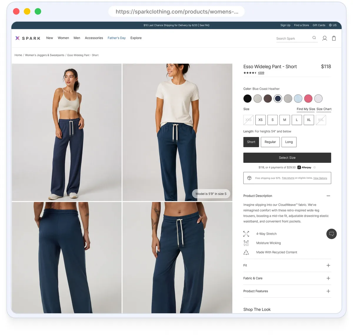Spark Esso Wideleg Pant product page