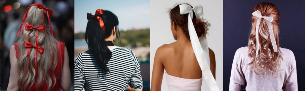 Hair ribbons are one of 2024's top romantic fashion trends