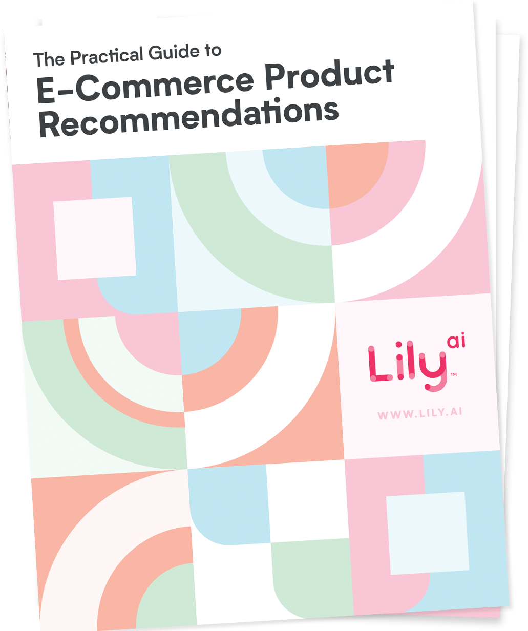 Cover of the practical guide to e-commerce product recommendations downloadable pdf.