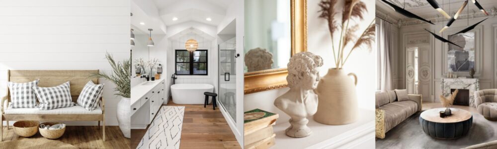 farmhouse decor juxtaposed next to greek decorations